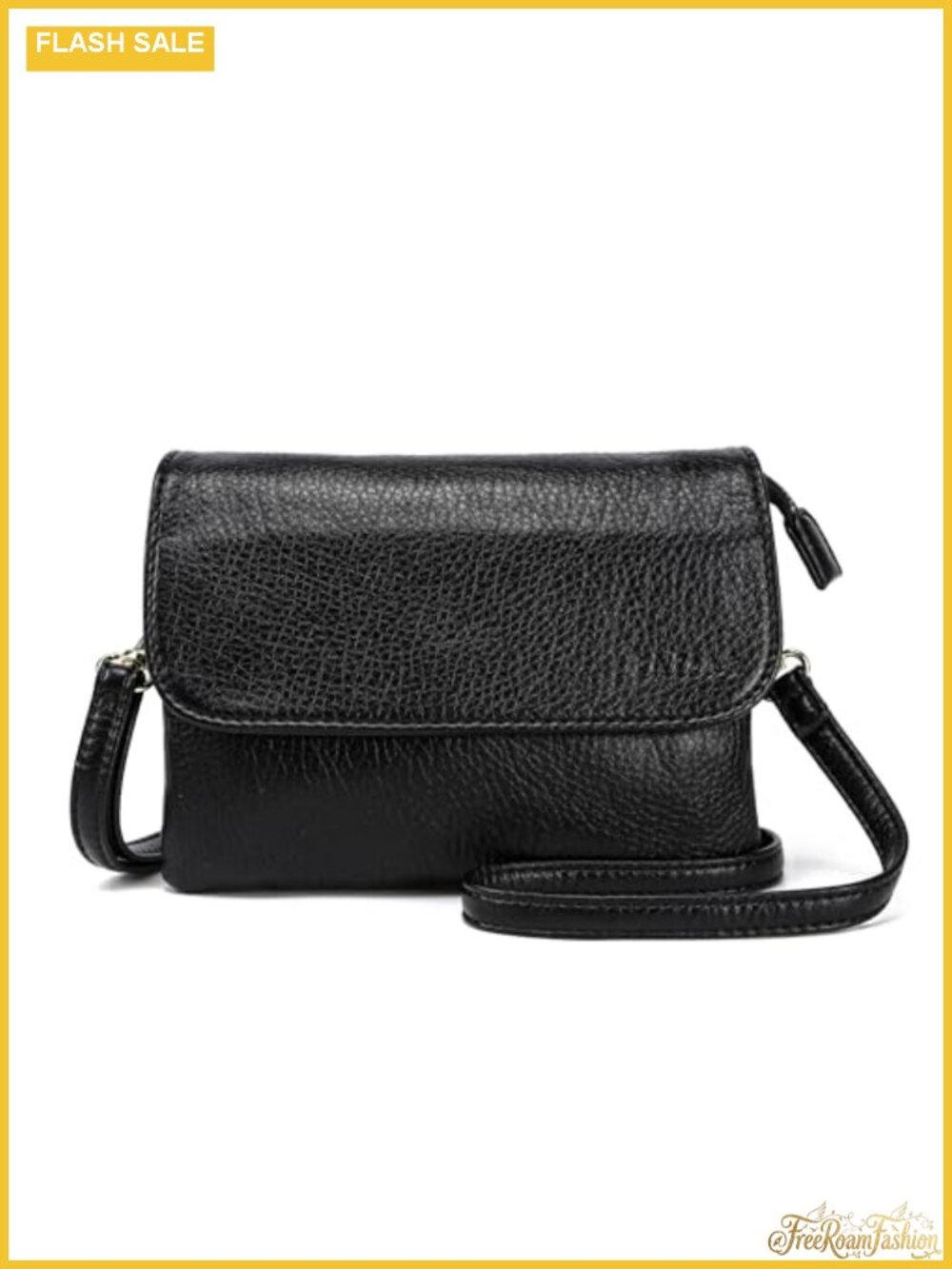 RFID Small Crossbody Bag Vegan Leather Adjustable Strap Multi-Pocket